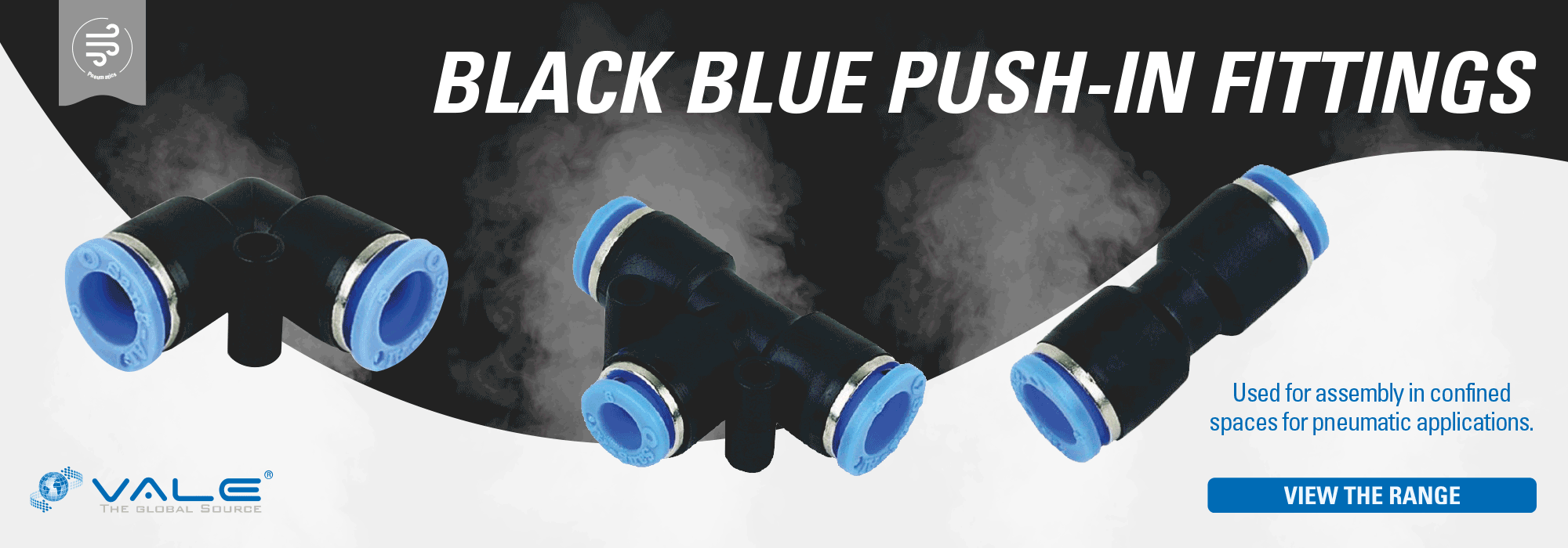 Pneumatics - Vale - Black Blue Push In Fittings