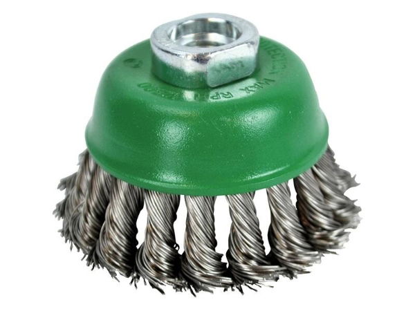 WIRE CUP BRUSH TWIST KNOT 65MM M14X2- 0.50MM STAINLESS STEEL